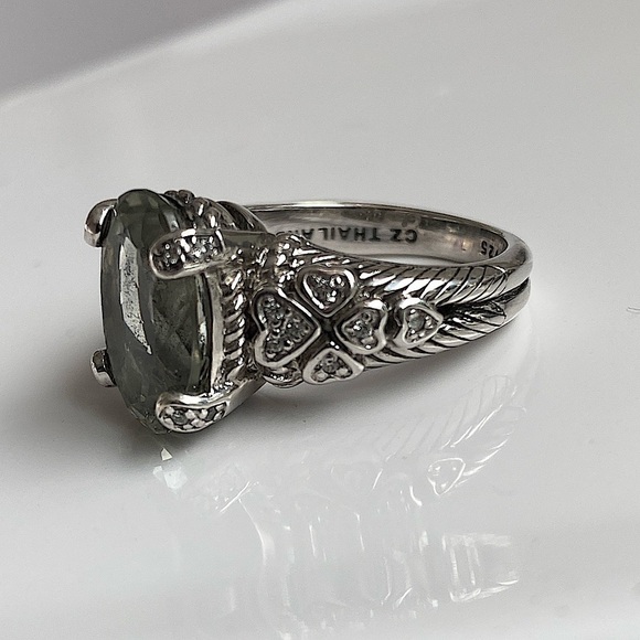 JUDITH Ripka 925 SS prasiolite size 7 ring - Picture 12 of 15